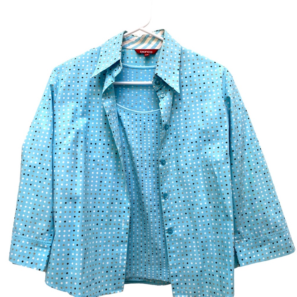 Bianca Spender Cotton Long Sleeved Shirt with Matching Knit Short Sleeved Shirt